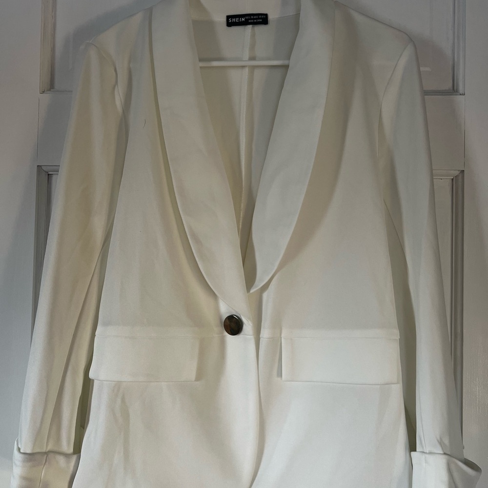 SHEIN Cream Blazer with Single Button